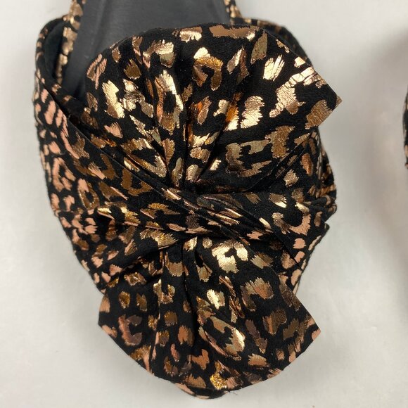 NWT Torrid Flats Black Metallic Gold Bow Leopard Print Shoes Women's Size 8WW - Picture 5 of 11